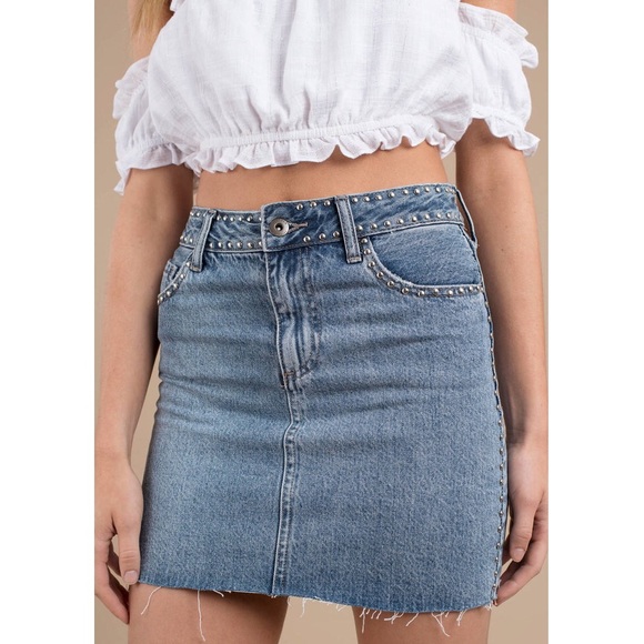 revolve jean skirt